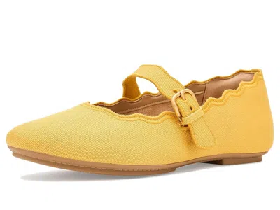 Fitflop Delicato Wave-edge Canvas Mary Janes In Yellow