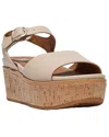 Fitflop Eloise Ft6-a20 Wedge Sandals Womens Stone Beige Leather Cork-wrap Casual In Pattern
