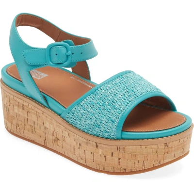 Fitflop Eloise Platform Sandal In Tahiti Blue/ivory