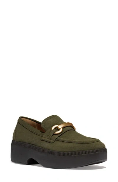 Fitflop F-luma Chunky Snaffle Bit Platform Loafer In Deep Olive