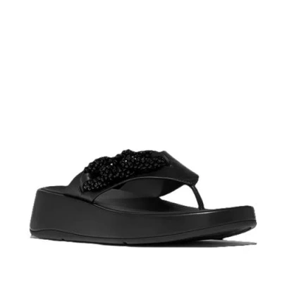 Fitflop F Mode Beaded Chain Toe Post Sandals In Black