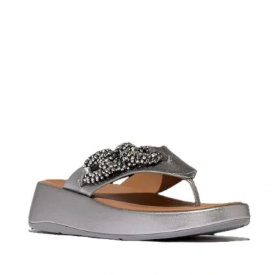 Fitflop F Mode Beaded Chain Toe Post Sandals In Silver
