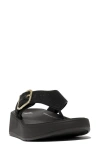 Fitflop F-mode Buckle Shimmerlux Platform Wedge Flip Flop In Black