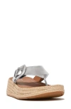 Fitflop F-mode Espadarille Platform Wedge Flip Flop In Silver