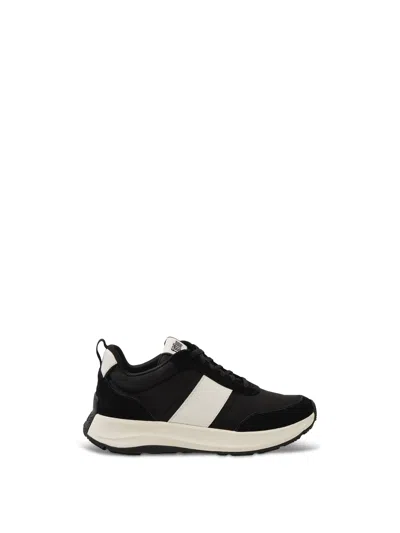 Fitflop F-mode Flow Fabric/suede/ Flatform Trainers In Black