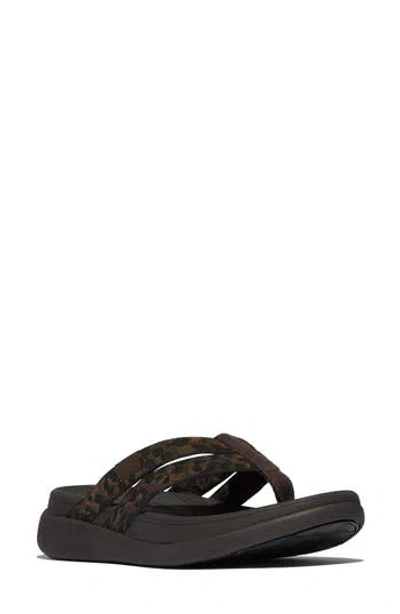 Fitflop F-mode Go Leopard Web Strap Flip Flop In Black