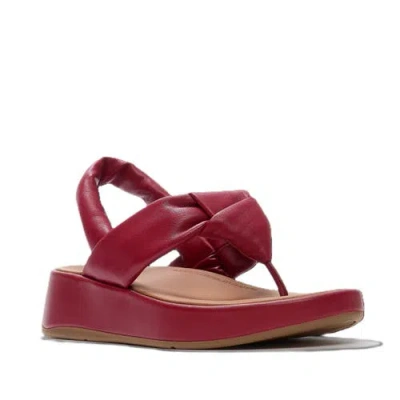 Fitflop F Mode Knot Soft Leather Back Strap Sandals In Red