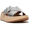 Fitflop F-mode Platform Slide Sandal In Silver