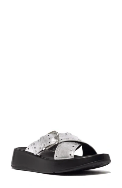 Fitflop F-mode Platform Slide Sandal In Silver