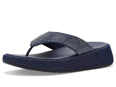 Fitflop F Mode Toe Post Denim And Hotfix In Blue