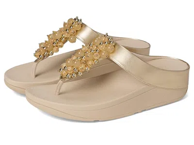Fitflop Fino Bauble-bead Toe-post Sandals In Silver