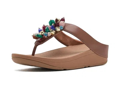 Fitflop Fino Bead-cluster Toe Post Sandals Women's Wedge Shoes Terracotta Tan: 8 M (b) In Brown