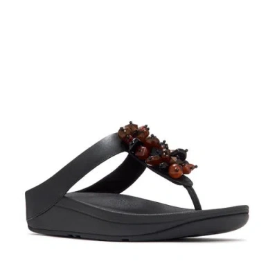 Fitflop Fino Bead-cluster Toe-post In Black