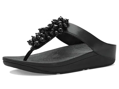 Fitflop Fino Bead-cluster Toe-post Sandals In Black