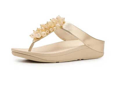 Fitflop Fino Bead-cluster Toe-post Sandals In Silver