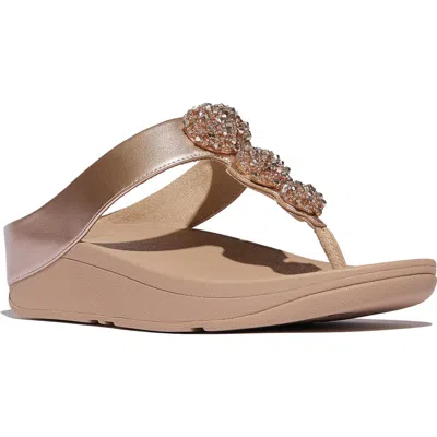 FITFLOP FITFLOP FINO BEADIE-BUTTON METALLIC TOE-POST SANDALS