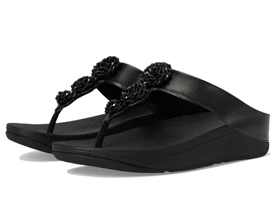Fitflop Fino Beadie-button Metallic Toe-post Sandals In Black