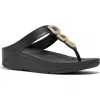 Fitflop Fino Crystal-chain Leather Toe-post Sandals In Black