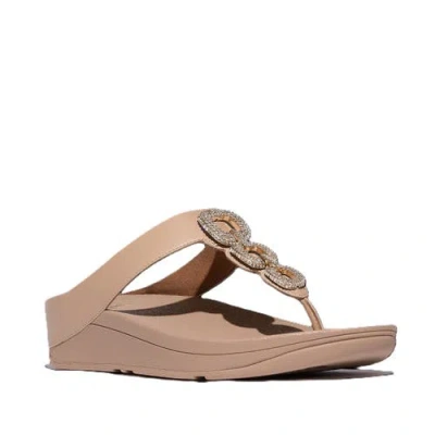 Fitflop Fino Crystal Chain Toe Post Sandals In Brown