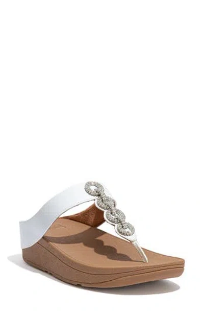 Fitflop Fino Crystal Embellished Thong Platform Sandal In White