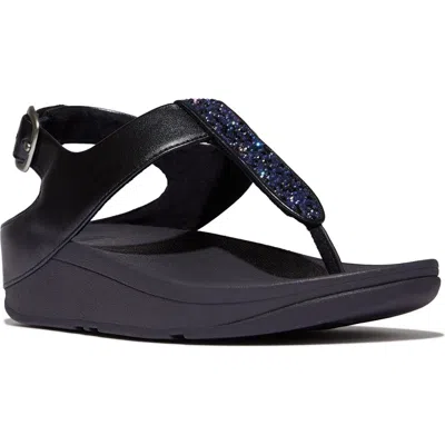 Fitflop Fino Crystal T-strap Sandal In Black