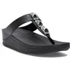 Fitflop Fino Crystal Wedge Flip Flop Sandal In Black