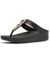Fitflop Fino Crystal-chain Leather Toe-post Sandals In Black