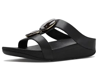 Fitflop Fino Marbled-stone H-bar Slides In Black