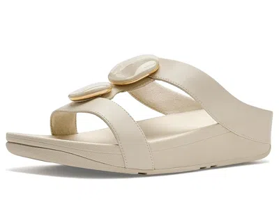 Fitflop Fino Marbled-stone H-bar Slides In Brown