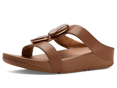 Fitflop Fino Marbled-stone H-bar Slides In Brown