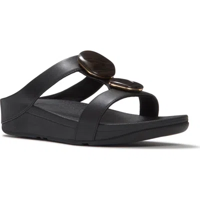 Fitflop Fino Marbled-stone Slides In Black