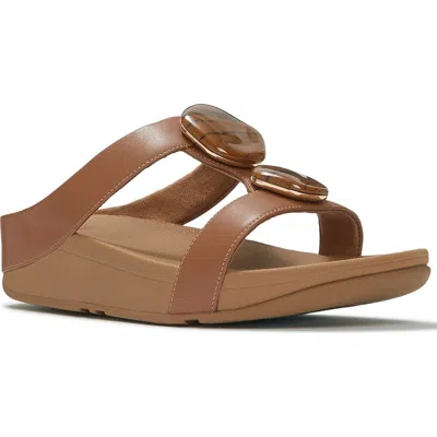 Fitflop Fino Marbled-stone Slides In Brown