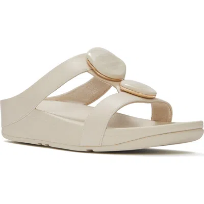 Fitflop Fino Marbled-stone Slides In Metallic