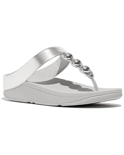 Fitflop Fino Mirror-dome Leather Sandal In Silver