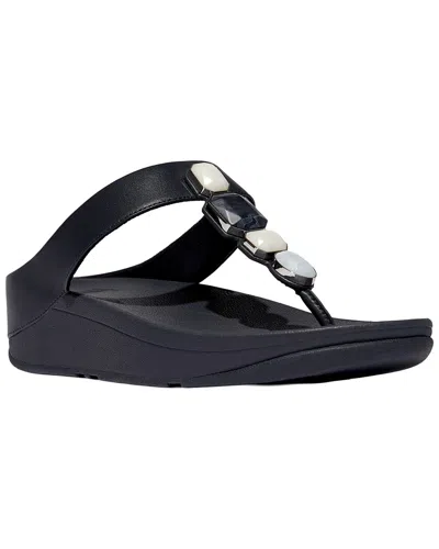 Fitflop Fino Multi Stone Leather Toe Post Sandal In Blue