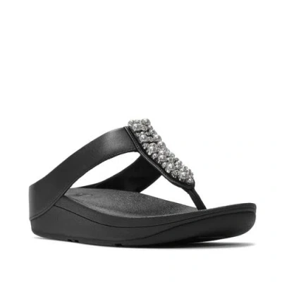 Fitflop Fino Pearls-and-crystal Toe-post Sandals In Black