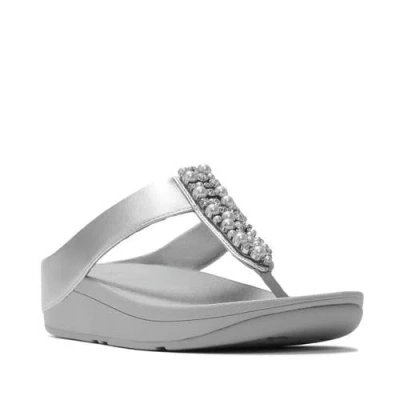 Fitflop Fino Pearls-and-crystal Toe-post Sandals In Silver