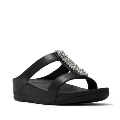 Fitflop Fino Pearls-and-crystal H-bar Slides In Black