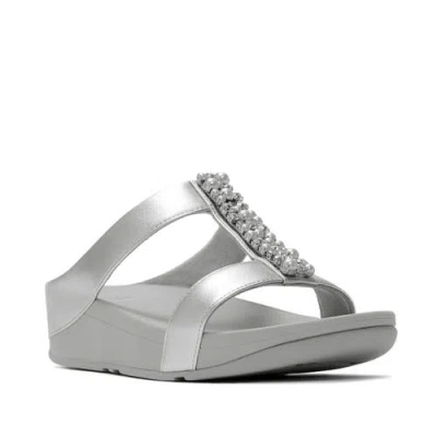 Fitflop Fino Pearls Crystal Slides In Gray