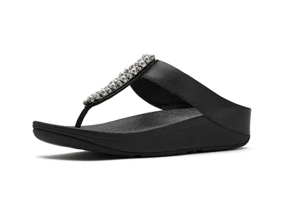 Fitflop Fino Pearls-and-crystal Toe-post Sandals In Black