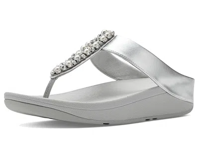 Fitflop Fino Pearls-and-crystal Toe-post Sandals In Silver