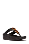 Fitflop Fino Platform Wedge Flip Flop In All Black
