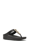 Fitflop Fino Crystal-chain Leather Toe-post Sandals In Black