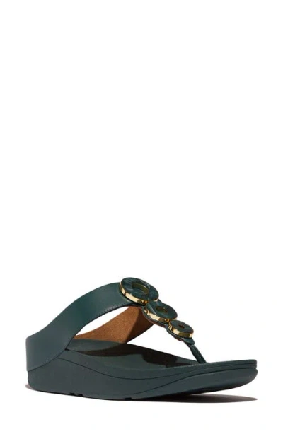 Fitflop Fino Platform Wedge Flip Flop In Deep Teal