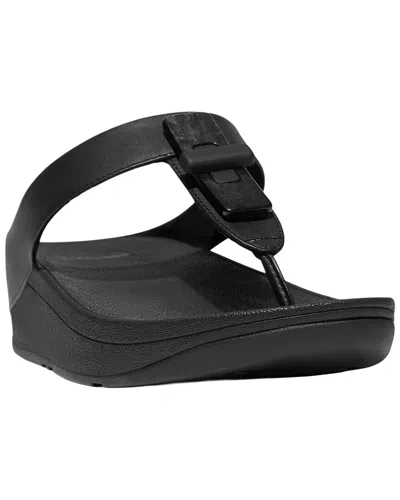 Fitflop Fino Resin Lock Leather Toe Post Sandal In Black