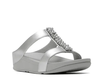 Fitflop Fino Wedge Sandal In Silver