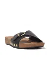 FITFLOP FITFOP WOMEN'S IQUSHION ADJUSTABLE BUCKLE METALLIC-LEATHER SLIDES