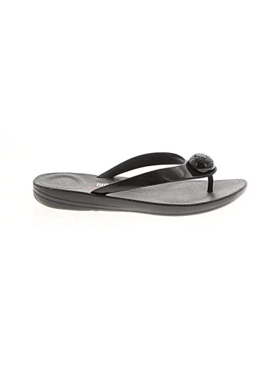 Pre-owned Fitflop Flip Flops In Black