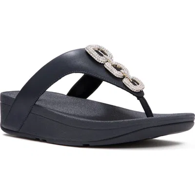 Fitflop Flowrise Crystal Wedge Flip Flop In Blue