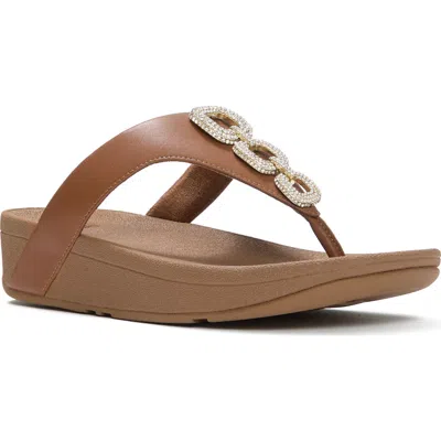 Fitflop Flowrise Crystal Wedge Flip Flop In Brown